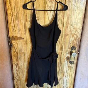 Square Neck Short Black Dress